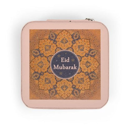 3dRose Eid Mubarak in Gold Mandala - Happy Eid Wishes - Islam Muslim holiday Jewelry Travel Case Pink