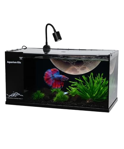 Fish Tank Kit,3.5 Gallon Small Aquarium,Ultra-Clear Nano Aquarium,Betta Fish Tank,Suitable for Small Fish Tank,Aquarium Starter kit,Desktop Fish Tank (Planet Background)