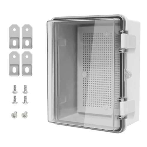 ABS Plastic Dustproof Waterproof IP65 Junction Box Hinged Shell Universal Electrical Project Enclosure Gray, with PC Transparent Clear Cover 8.7 x 6.7 x 4.3inch(220 x170 x110mm) - size: 8.7" x 6.7" x 4.3"