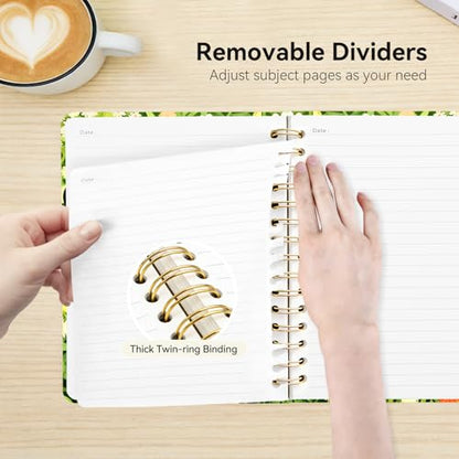 Lined Spiral Journal Notebook, A5 College Ruled Spiral Notebook for Women, Hardcover with Elegant Design for Work and Note-Taking, 5.5 * 8.25 inch, 160 Pages, Flower Cat - color: Flower Cat