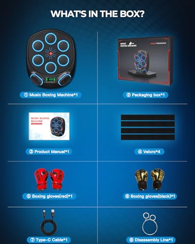 Smart Music Boxing Machine | 8 Target&Interactive Punching Trainer | ABS+EVA+PC Durable Construction | 5 Sensor Chips for Fast Punch Response | Secure Wall Mount | Fun Workout for Kids & Adults
