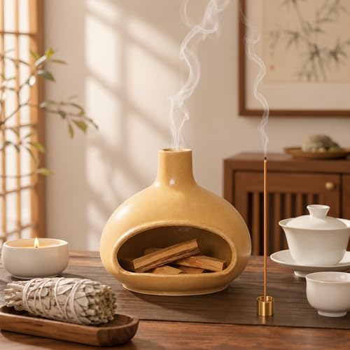 Ceramic Palo Santo Holder Incluedes Incense Holder, Brown - color: Brown