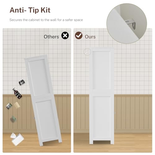 Iwell Tall Bathroom Cabinet, Storage Cabinet with Adjustable Shelves, Bathroom Storage Cabinet for Living Room, Dining Room, Entryway, White - color: White, 2 Drawers