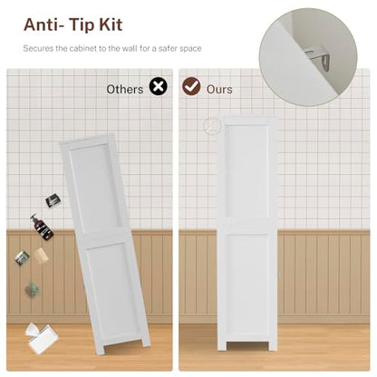 Iwell Tall Bathroom Cabinet, Storage Cabinet with Adjustable Shelves, Bathroom Storage Cabinet for Living Room, Dining Room, Entryway, White - color: White, 2 Drawers