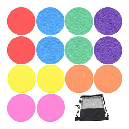 MUXSAM 14Pcs Spot Markers for Agility Dot Gym PE Training Dance, Flat Disc Markers, Soccer Cones, Field Court Markers, Football Training Equipment with Bag for Games Floor Dots Sport - size: 10cm/4in