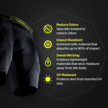 Storelli BodyShield Goalkeeper Sliders 2.0 – Padded Sliding Shorts for Soccer – Compression Undershorts with Cup Pocket - size: Large