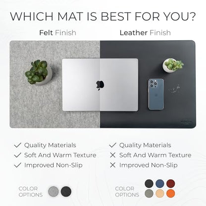 Nordik Felt Desk Mat - Large Felt Desk Pad - Marle (35 x 17 inches) | Premium Desk Matt for Desktop, Full Desk Keyboard Mouse Pad, High Quality Felt and Non-Slip Rubber Liner for Home and Office - color: Marle