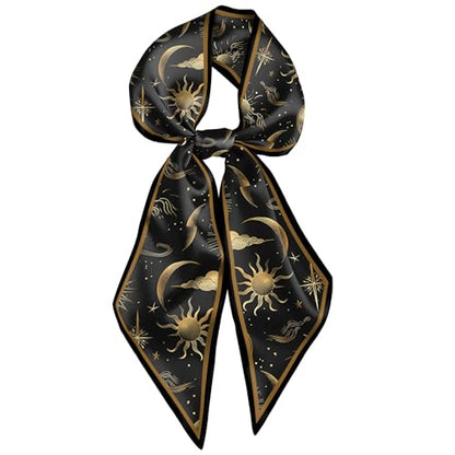 Head Hair Scarf Neck Silk Feeling Scarves Long Thin Satin Fashion Handbag Cute Decoration Women Girls 59 * 6.7'' - color: O-2-sun Moon