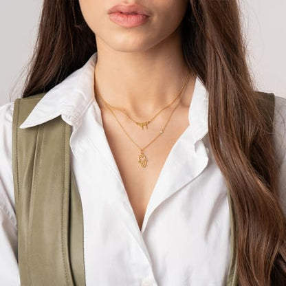 Personalized Japanese, Arabic, Hebrew, Greek, Chinese, Cyrillic, Hindi Name Necklace for Woman, Her, Men, Him - Custom Made with Any Name - Unisex Jewelry Gift for Mother's Day, Father's Day, Birthday - color: 18k Gold Plated, style: Hebrew