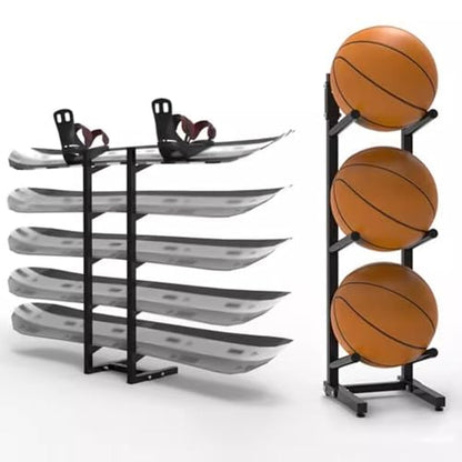 Rygcrud Floor Stand Skateboard Racks, Indoor Snowboard Storage for Skis/Longboard/Scooter, Commercial Display Rack Sports Mat Holder for Home, Garage, Gym(6 Tiers/H:102 CM) - size: 6 tiers/H:102 CM