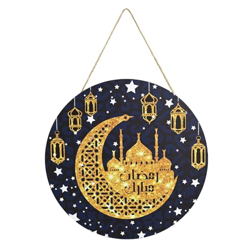 Smile Ramadan Eid Mubarak Wooden Block Sign Decorations, Ramadan Islamic Tiered Tray Muslim Party Tabletop Home Decor - style: Ramadan