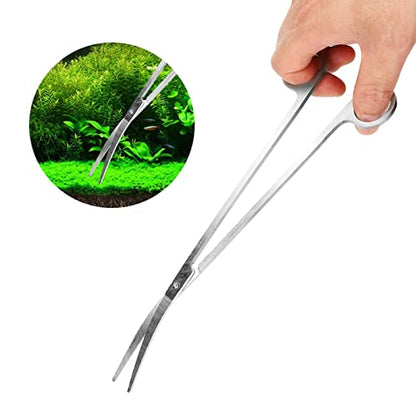Drfeify Aquarium Stainless Steel Scissor Tweezer Spatula Tool Set for Fish Tank Plant Care