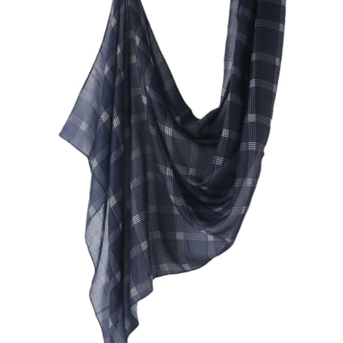 Hijab Scarf for Women Fashion Printed Modal Hijab Head Wrap Scarves Lightweight Long Scarf Shawls - color: Checkered Blue