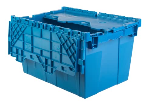 HE HUDSON EXCHANGE 21.9x15.2x12.8” (3 Pack, 12.7 Gallon) Tote with Attached Lid, Blue - color: Blue