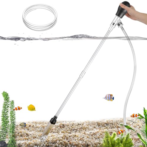 Carefree Fish Aquarium Gravel Cleaner 6Ft Hose Silicone Airbag Fish Tank Water Changer Gravel Vacuum Adjustable Length ABS(for 5~20Gal Tank) - size: M(5~20Gal)