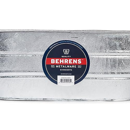 Behrens 16 Gallon Round Galvanized Weatherproof Steel Tub with Wire Handle and Offset Bottom for Indoor Home and Outdoor Garden Use, Silver - size: 16-Gallon
