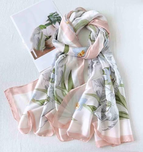 Xyueanlo Scarfs for Women Lightweight Scarves Fashion Print Floral Pattern Head Scarf Wraps Shawls - color: Pink