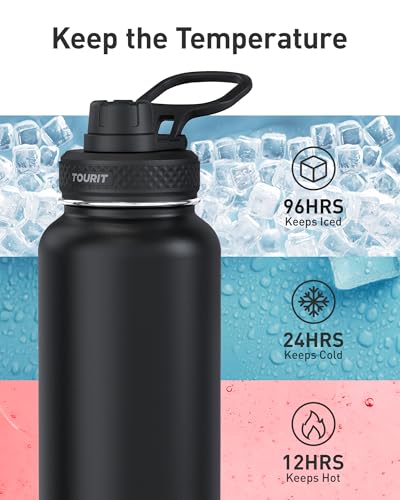 TOURIT 24 oz Insulated Stainless Steel Water Bottle, Light khaki | Double-wall insulated vacuum thermal flask, 100% leakproof & BPA-free, lightweight beverage container for gym & travel - color: Light Khaki, size: 24 Ounces