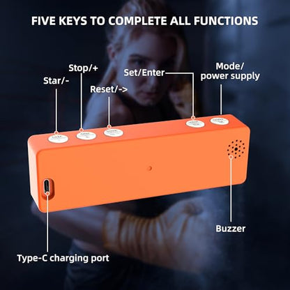Mini Portable Gym Timer Clock, Large LED Digital Display Screen, Powerful Magnet, Powerful Battery, Count up/Down, Stopwatch, Exercise Interval Timer, Eight Fitness Modes, Suitable for Home and Gym - color: Orange