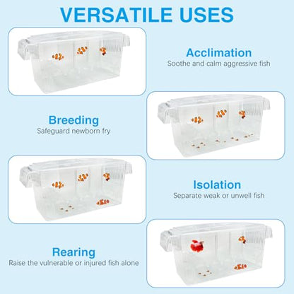 Tfwadmx Fish Breeding Box - 4 Rooms HD Aquarium Breeder with Suction Cups, Baby Hatchery Acrylic Incubator Isolation Box, Artificial Plant for Guppy Hatchery - size: 4 Rooms