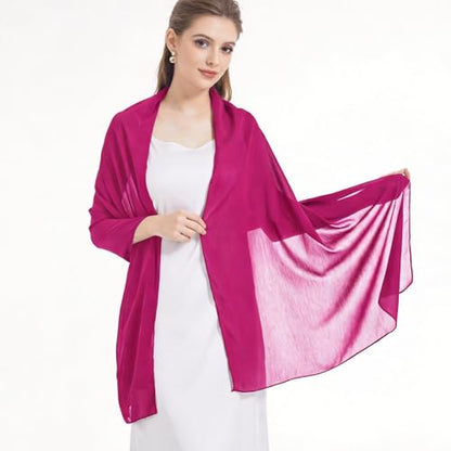 Chiffon Shawls and Wraps - Lightweight Scarve for Women Evening Dresses Wedding Bridal Formal Party - color: Fuchsia