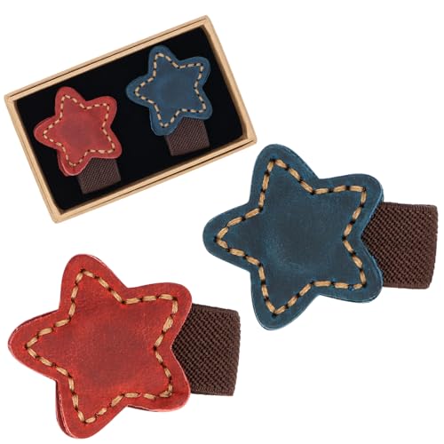 2pcs Magnetic Leather Bookmarks, Magnet Bookmark Gift Set - color: Red+blue