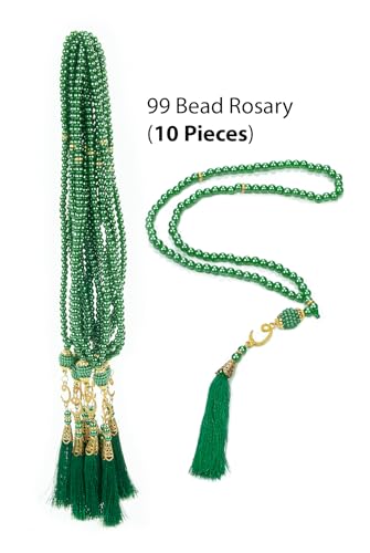 ihvan online, Tasbih Prayer Beads 99, Pack of 10, Muslim Prayer Bead, Islamic Rosary Bead, Dhikr, Tasbeeh Bulk, Misbaha, Masbaha, Tespih, Islamic Gift for Ramadan & Mawlid & Hajj Umrah - color: Green-Model 3