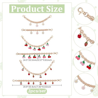UNICRAFTALE Purse Chain Strap Replacement 8 Inch Short Chain Straps Enamel Charm Bag Handle with Buckle Extender - color: Gold/Red/Pink/White
