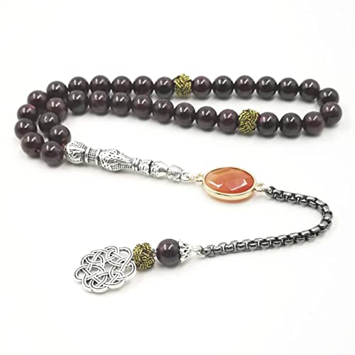 Natural Garnet Tasbih with red Agate Accessories Muslim Bracelets Tarbons Tassel Islamic misbaha (8mm x 45 Beads) - size: 8mm x 45 beads