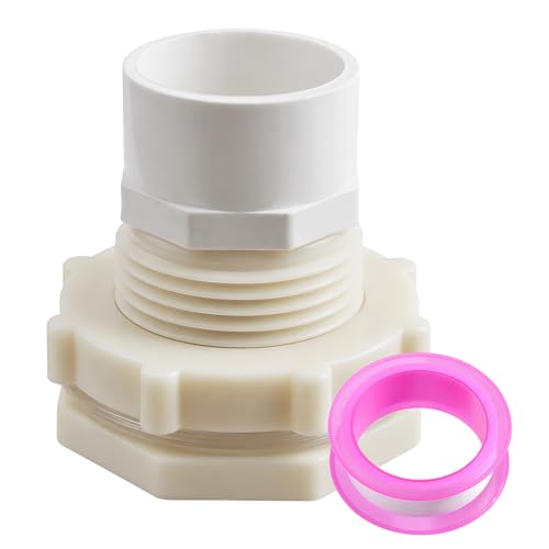 1-1/2 Inch ABS Bulkhead Fitting Water Tank Connector Adapter Fitting with Male Thread Coupling, Thru-Bulk Pipe Fitting for Rain Barrels Aquariums Ponds Industrial Plumbing - size: 1Pcs G1-1/2