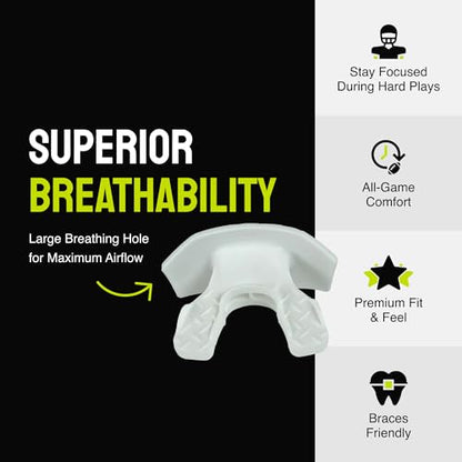 DAMAGE CONTROL Youth Football Mouth Guard – Breathable No Boil Mouthpiece, Protects Lips & Teeth, Works with Braces, Includes Helmet Strap – Sports Gear & Accessories (Hitman) - color: Hitman