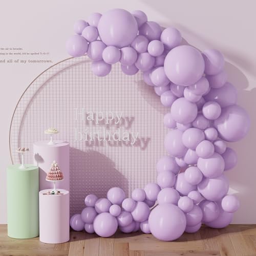 DECOCKRAT 130PCS PastelPurple Balloons, Latex Balloons Different Sizes 18/12/10/5 In, Helium Balloon with Ribbon, Party Balloon Set for Birthday Wedding Graduation Anniversary Baby Shower Decoration - color: 31 Pastel Purple