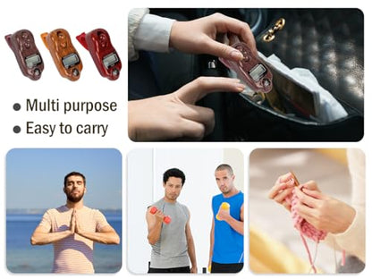 Digital Beads Counter, 3 Pieces Digital Tasbih Tally Counters, Resettable Finger Counter, Digital-Counter with Compass,Electronic Rotating Prayer Beads Counters,for Meditation,Muslim Prayer