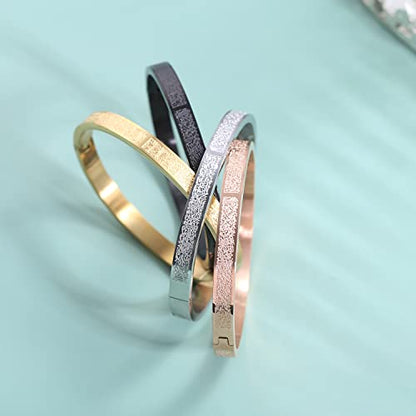Qitian Islamic Jewelry Gifts for Women Allah Gold Bangles Bracelets Ayatul Kursi Arabic Cuff Bracelet for Women Men Islam Eid Ramadan New Year Gifts - color: M-Rose Gold-Oval - women