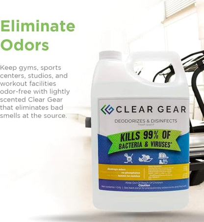 Clear Gear - Disinfectant, Cleaner, and Deodorizer for Sports Equipment, Gyms, and Fitness Centers - EPA-Registered, Hospital Grade, Made in USA - 1 Gallon Bottle - size: 128 Fl Oz (Pack of 1)