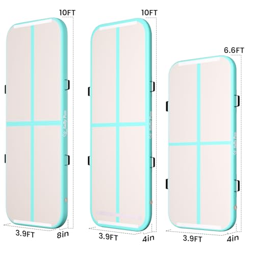 Inflatable Gymnastics Mat 6.6ft/10ft Air Tumble Track Training Mat 4/8 inches Thick Tumbling mat with Electric Pump for Home Use/Tumble/Gym/Training/Cheerleading/Water/Yoga - color: Mint Green, size: 10ft*3.9ft*8in