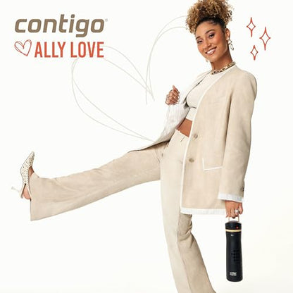 Contigo x Ally Love Jackson Chill 2.0, Stainless Steel, Spill Proof Water Bottle with AutoPop Lid, BPA Free, 24oz, Oatmilk - color: Oatmilk, size: 24oz (Pack of 1), style: Ally Love