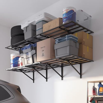 FLEXIMOUNTS 2x6ft Heavy Duty Garage Storage Shelving, 1600lbs Total Weight Capacity, 2 Pack Wall Organization System, 24 x75inch Rack Floating Shelves, Pro Series - size: 2pack 2x6ft-No Hooks-1600lbs