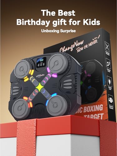 Music Boxing Machine for Kids-Interactive Wall Mounted Punching Target with Sound & Lights,Smart Boxing Trainer Machine Fitness Game Gymnastics Equipment for Home,Birthday Gift for Boys Girls Age 3-12 - color: 4 Strike Points-kids 3+