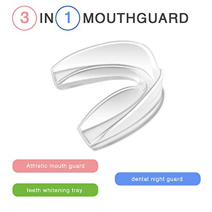 Coolrunner Mouth Guard Sports, 4 Pack Athletic Mouth Guards | Professional Moldable Youth Mouthguard for Maximum Protection, Customizable for Comfort(12 Years or Older)
