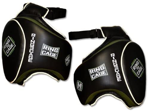 Deluxe Muay Thai Thigh Guard - color: Black/Marine Green