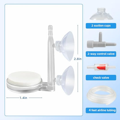 AQUANEAT Aquarium Air Stone Disc, 1.4 Inch Nano Bubble Stone Kit Quiet Dissolved Oxygen Diffuser with Accessories tubing and valves for Small Fish Tank - size: 1.4 inch