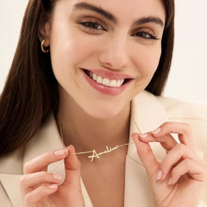 DayOfShe Custom Name Necklace for Women Gifts, 18K Gold Plated Layered Names Necklace Personalized Gifts for Birthday - color: Style 2-Handwritten Font