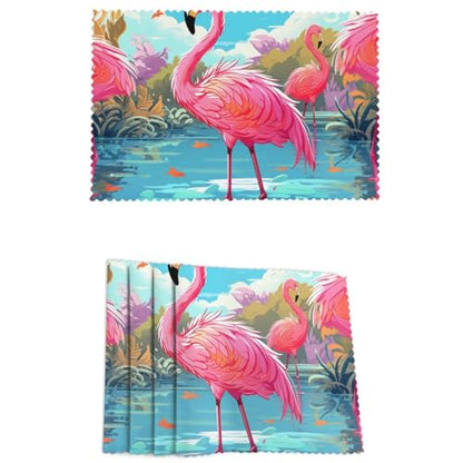 Placemats Set of 4 Heat Resistant Flamingo Bird Place mat for Dining Table Non-Slip Table Mats Desktop Protection Pad Washable Place Mats for Kitchen Dining Outdoor - color: Flamingo Bird