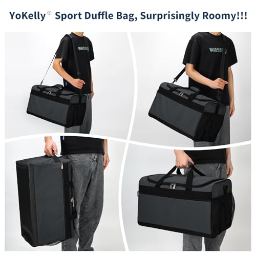 Gym Bag 40L Sport Duffle Bag for Men, Dark Grey | 20×9×10 inch, Weekender, Travel - color: Dark Gray