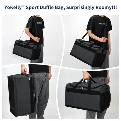 Gym Bag 40L Sport Duffle Bag for Men, Dark Grey | 20×9×10 inch, Weekender, Travel - color: Dark Gray