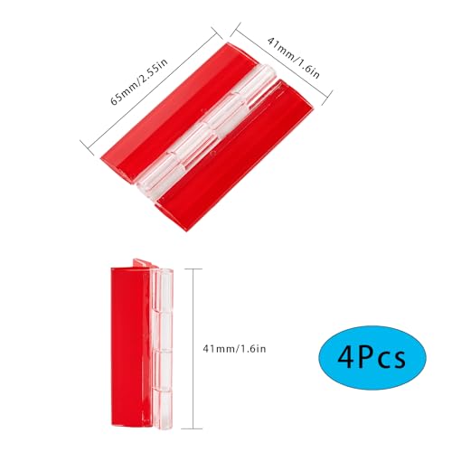 4 Pcs Clear Acrylic Small Hinges 65 x 41 mm Self Adhesive Mini Hinge Swing Clear Door Hinges Tiny Adhesive Hinge for Crafts Cabinet Drawer Jewelry Box DIY Display Plastic Box - size: 65 x 41 mm 2.55 x 1.6 inch)