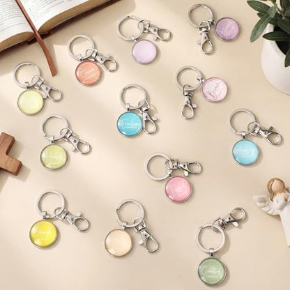 Equsion 24 Pcs Christian Gifts Mini Bible Keychains Bulk,Macaron - color: Macaron