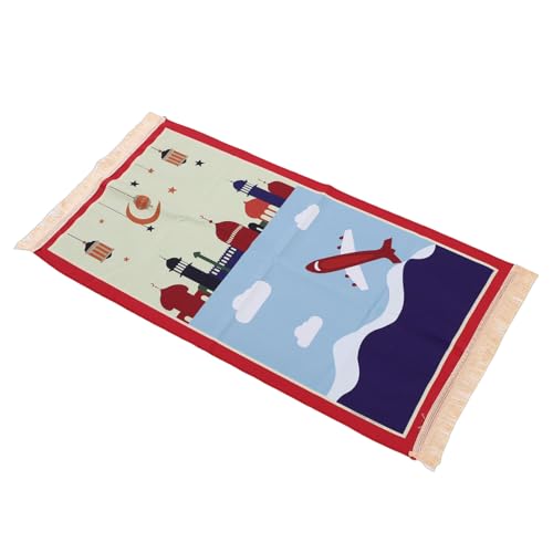 Rengue Kids Prayer Mat Childrens Prayer Rug Islamic Rug for Kids Cotton Traditional Design with Tassels for Home Solitude and Focus