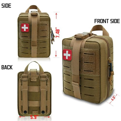 Molle Ifak Pouch, Rip Away Molle Tactical Medical Pouch, Empty First Aid Kit Bag for Duty Belt (1 Pack-TAN) - color: 1 Pack-tan